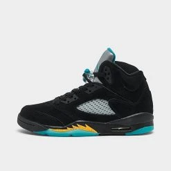 Nike Big Kids' Air Jordan Retro 5 Basketball Shoes Black/Aquatone/Taxi - 440888 047