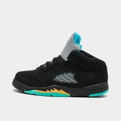 Nike Kids' Toddler Air Jordan Retro 5 Basketball Shoes Black/Aquatone/Taxi - 440890 047