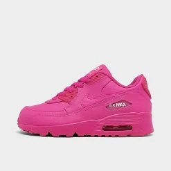 Girls' Little Kids' Nike Air Max 90 Leather Casual Shoes Laser Fuchsia/White - 833377 603