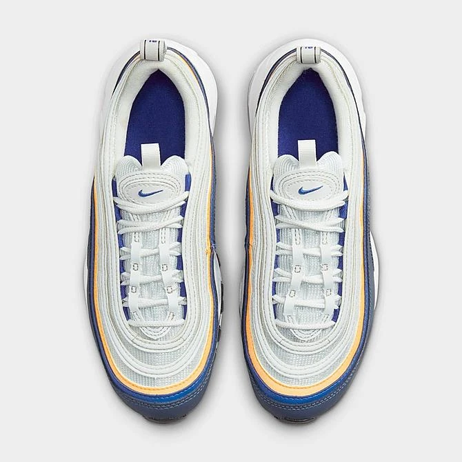 Big Kids' Nike Air Max 97 Casual Shoes Summit White/Racer Blue/Diffused Blue/Laser Orange - 921522 115 - Image 5