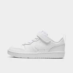 Little Kids' Nike Court Borough Low 2 Hook-and-Loop Casual Shoes White/White/White - BQ5451 100