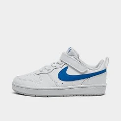 Little Kids' Nike Court Borough Low 2 Hook-and-Loop Casual Shoes White/Photo Blue/Pure Platinum - BQ5451 123