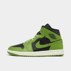 Nike Women's Air Jordan Retro 1 Mid Casual Shoes Black/Altitude Green/Sail - BQ6472 031