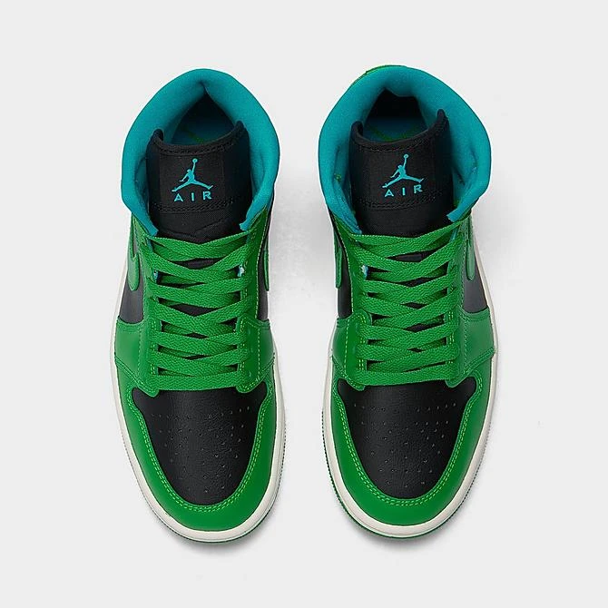 Nike Women's Air Jordan Retro 1 Mid Casual Shoes Black/Lucky Green/Aquatone/Sail - BQ6472 033 - Image 5