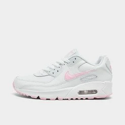 Girls' Big Kids' Nike Air Max 90 Casual Shoes White/White/White/Pink Foam - CD6864G 121