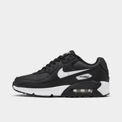 Big Kids' Nike Air Max 90 Casual Shoes Black/Black/Black/White - CD6864 010