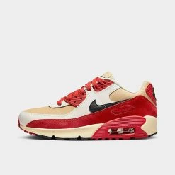 Big Kids' Nike Air Max 90 Casual Shoes Sesame/Black/Red Clay/Sail - CD6864 200