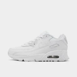Little Kids' Nike Air Max 90 Casual Shoes White/White/Metallic Silver/White - CD6867 100