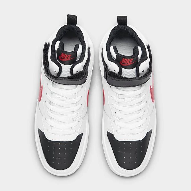 Big Kids' Nike Court Borough Mid 2 Casual Shoes White/University Red-Black - CD7782B 110 - Image 5