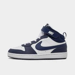 Little Kids' Nike Court Borough Mid 2 Casual Shoes White/Blue Void/Signal Blue - CD7783 107