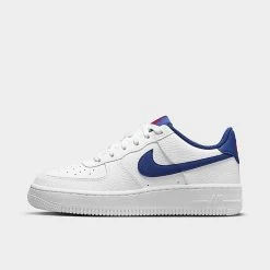 Big Kids' Nike Air Force 1 Low Casual Shoes White/Deep Royal Blue-University Red - CT3839 101