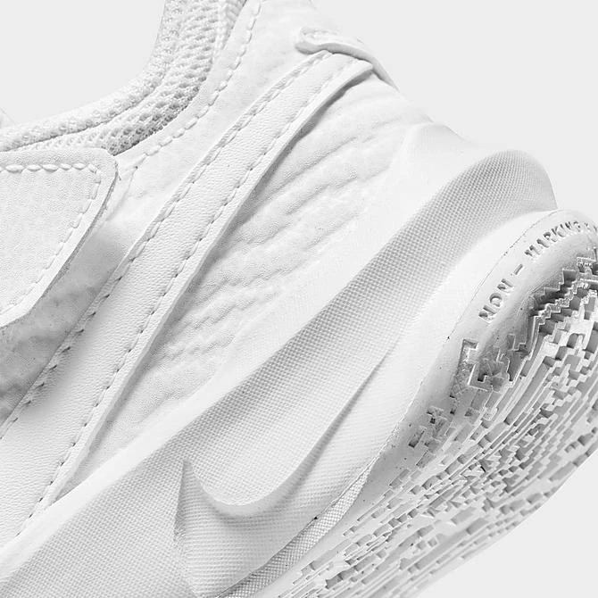 Little Kids' Nike Team Hustle D 10 Basketball Shoes White/White/Photon Dust/Volt - CW6736 101 - Image 3