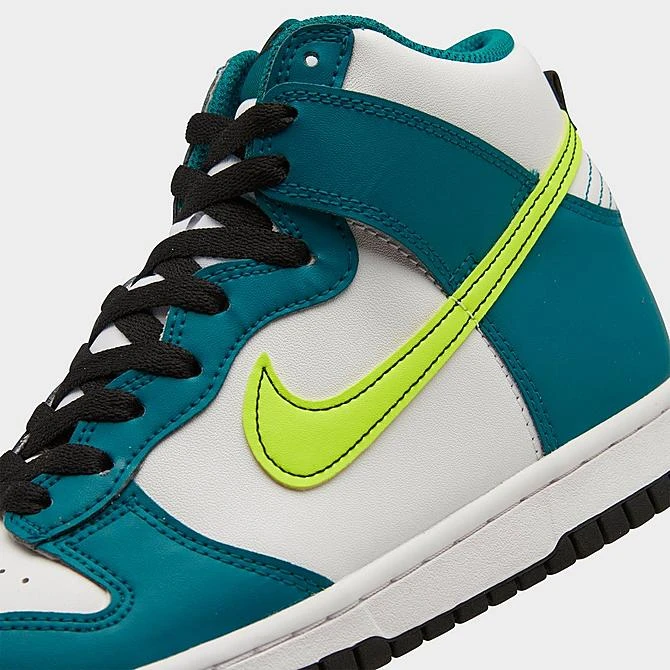 Big Kids' Nike Dunk High Casual Shoes White/Volt/Bright Spruce/Black - DB2179 109 - Image 3