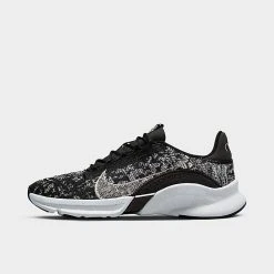 Women's Nike SuperRep Go 3 Next Nature Flyknit Training Shoes Black/Metallic Silver/White - DH3393 010