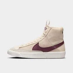 Big Kids' Nike Blazer Mid '77 SE Dance Casual Shoes Guava Ice/Sail/Night Maroon - DQ6084 800