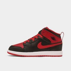 Nike Little Kids' Air Jordan Retro 1 Mid Casual Shoes Black/Fire Red/White - DQ8424 060