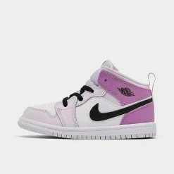 Nike Kids' Toddler Air Jordan Retro 1 Mid Casual Shoes Barely Grape/Black/White/Rush Fuchsia - DQ8425G 501
