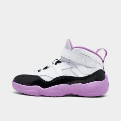 Nike Little Kids' Jordan Jumpman Two Trey Basketball Shoes White/Black/Barely Grape/Rush Fuchsia - DQ8432G 105