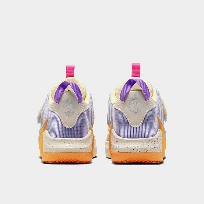 Little Kids' Nike LeBron Witness 7 Stretch Lace Basketball Shoes Light Orewood Brown/Action Grape/Vivid Orange/Cobalt Bliss - DQ8647 101 - Image 4