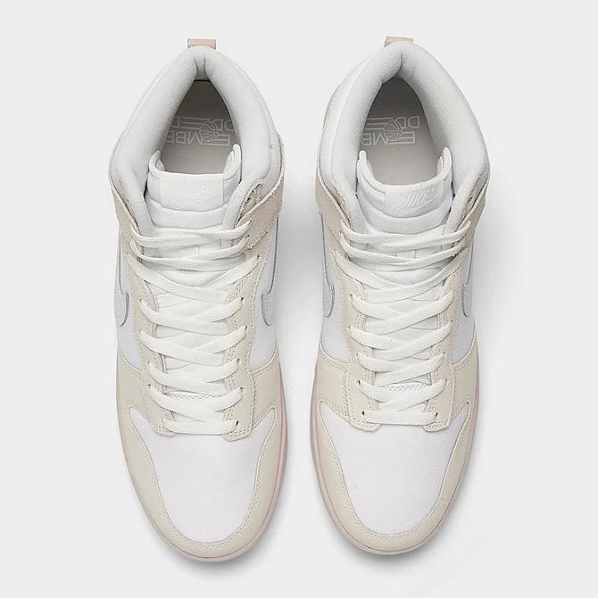 Nike Dunk High Retro Premium SE Cracked Leather Casual Shoes Summit White/White/Phantom Pink Oxford - DV0822 100 - Image 5