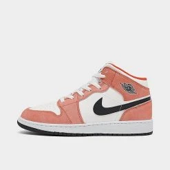 Nike Big Kids' Air Jordan Retro 1 Mid SE Casual Shoes Team Orange/Black/Sail/White - DV1336 800