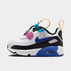 Kids' Toddler Nike Air Max 90 Toggle SE Casual Shoes White/Black/Active Fuchsia/Hyper Royal - DV1858 100