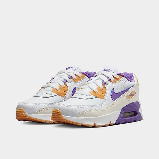 Little Kids' Nike Air Max 90 Casual Shoes White/Phantom/Citron Tint/Action Grape - DV3608 103 - Image 2