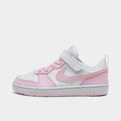 Girls' Little Kids' Nike Court Borough Low Recraft Stretch Lace Casual Shoes White/Pink Foam - DV5457G 105