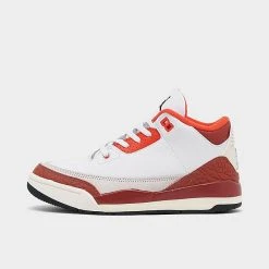 Nike Little Kids' Air Jordan Retro 3 SE Basketball Shoes White/Black/Mars Stone/Team Orange - DV7027 108