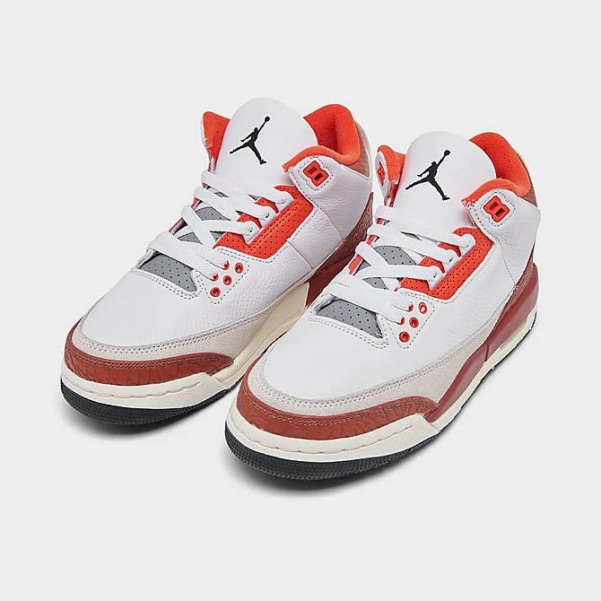Nike Big Kids' Air Jordan Retro 3 SE Basketball Shoes White/Black/Mars Stone/Team Orange - DV7028 108 - Image 2