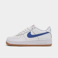 Big Kids' Nike Air Force 1 Low Casual Shoes White/Game Royal/Summit White - DX5805G 179