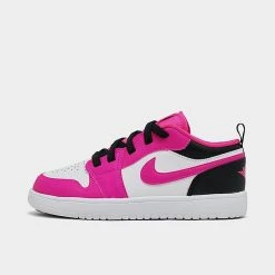 Nike Girls' Little Kids' Air Jordan Retro 1 Low Casual Shoes White/Fierce Pink/Black - DZ6958 160