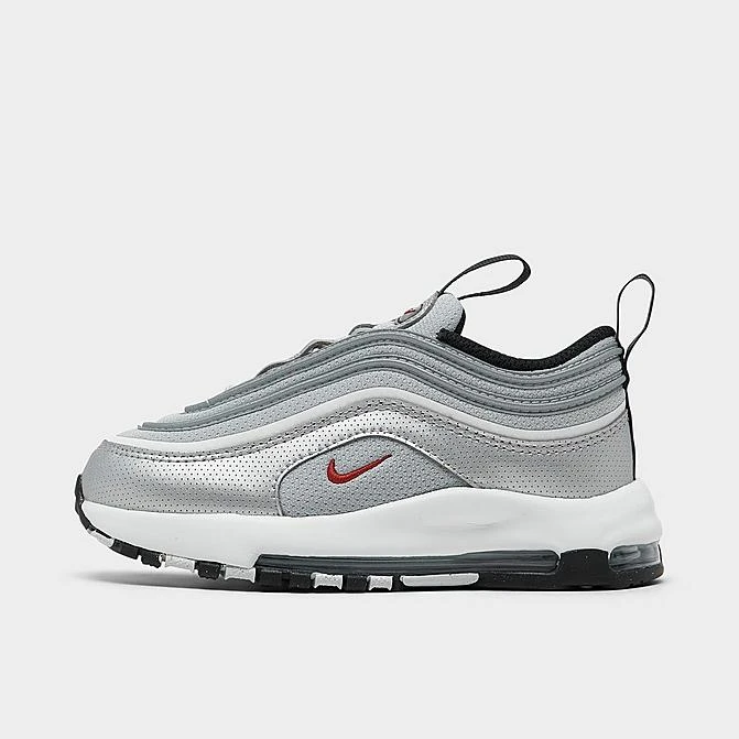 Kids' Toddler Nike Air Max 97 Stretch Lace Casual Shoes Metallic Silver/Varsity Red/White/Black - FB2964 001