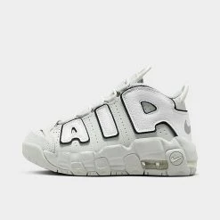 Little Kids' Nike Air More Uptempo Basketball Shoes Photon Dust/White/Black/Metallic Silver - FD0023 001