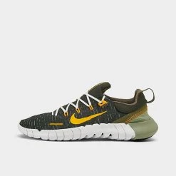 Men's Nike Free Run 5.0 Running Shoes Sequoia/University Gold/Oil Green/Med Olive/White/Black - FD0786 300