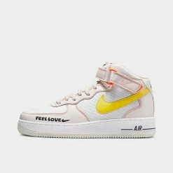 Women's Nike Air Force 1 '07 Mid Casual Shoes White/Opti Yellow/Pearl Pink/Action Green/Sail/Black - FD0869 100