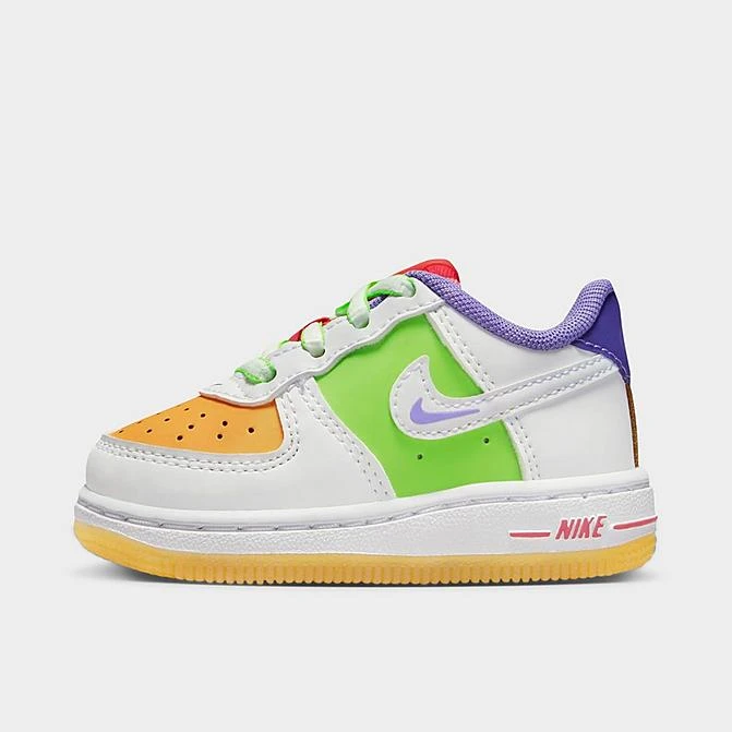 Kids' Toddler Nike Air Force 1 LV8 Casual Shoes White/White/Space Purple/Sundial/Action Green/Sea Coral - FD1037 100