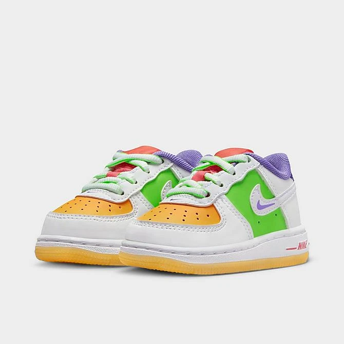 Kids' Toddler Nike Air Force 1 LV8 Casual Shoes White/White/Space Purple/Sundial/Action Green/Sea Coral - FD1037 100 - Image 2