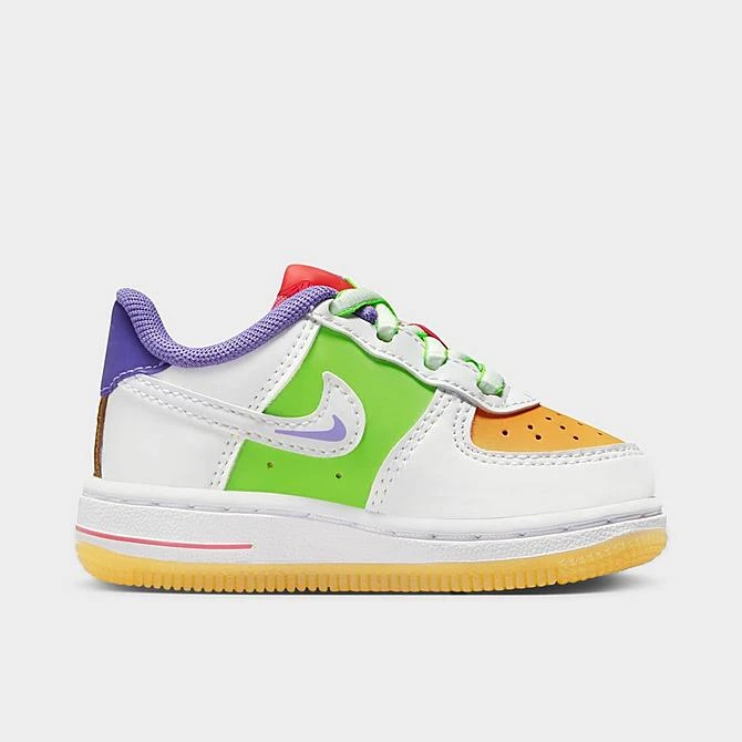 Kids' Toddler Nike Air Force 1 LV8 Casual Shoes White/White/Space Purple/Sundial/Action Green/Sea Coral - FD1037 100 - Image 3