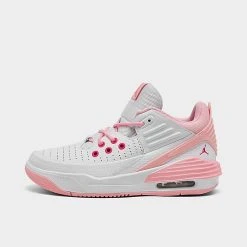 Nike Girls' Big Kids' Jordan Max Aura 5 Basketball Shoes White/Medium Soft Pink/Fierce Pink - FD8789 116