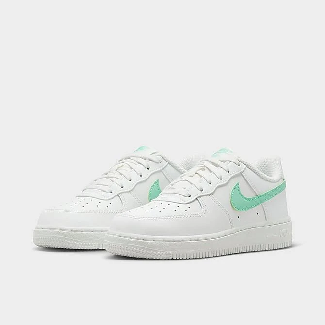 Little Kids' Nike Force 1 Low Casual Shoes Summit White/Emerald Rise - FJ3484 104 - Image 2