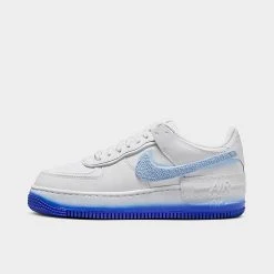 Women's Nike Air Force 1 Shadow SE Chenille Swoosh Casual Shoes Shadow White/Royal Tint/Pink Spell/Racer Blue - FJ4567 100