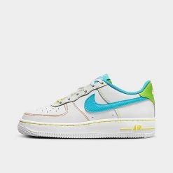Big Kids' Nike Air Force 1 LV8 Casual Shoes White/Action Green/Opti Yellow/Baltic Blue - FJ4614 100