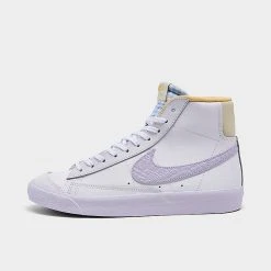 Girls' Big Kids' Nike Blazer Mid '77 Casual Shoes White/Oxygen Purple/Coconut Milk - FJ4644 100
