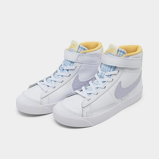 Little Kids' Nike Blazer Mid '77 Hook-and-Loop Casual Shoes White/Oxygen Purple/Coconut Milk - FJ4646 100 - Image 2