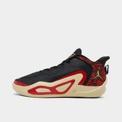 Nike Big Kids' Jordan Tatum 1 Zoo Basketball Shoes Black/University Red/Beach/Metallic Gold - FJ4653 001