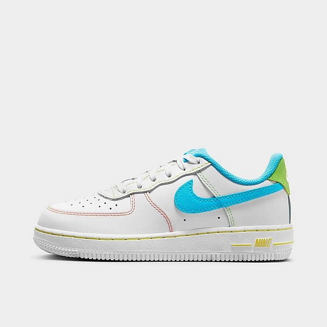 Little Kids' Nike Air Force 1 LV8 Casual Shoes White/Action Green/Opti Yellow/Baltic Blue - FJ4807 100