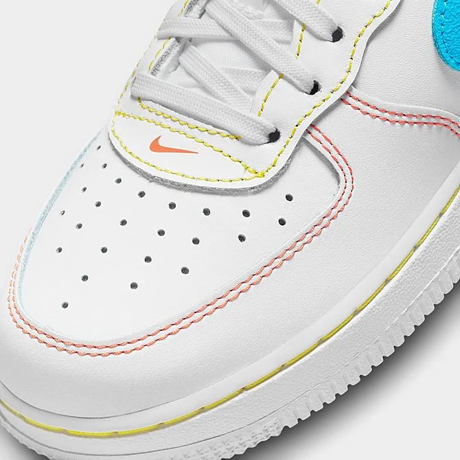 Little Kids' Nike Air Force 1 LV8 Casual Shoes White/Action Green/Opti Yellow/Baltic Blue - FJ4807 100 - Image 3