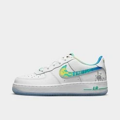 Big Kids' Nike Air Force 1 LV8 GCEL Casual Shoes White/White/Light Menta/Multicolor - FJ7691 191