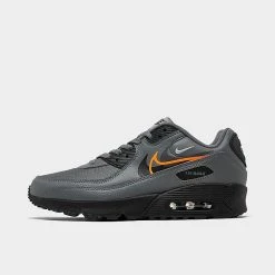 Big Kids' Nike Air Max 90 Next Nature Casual Shoes Smoke Grey/Black/Bright Mandarin - FN7785 001